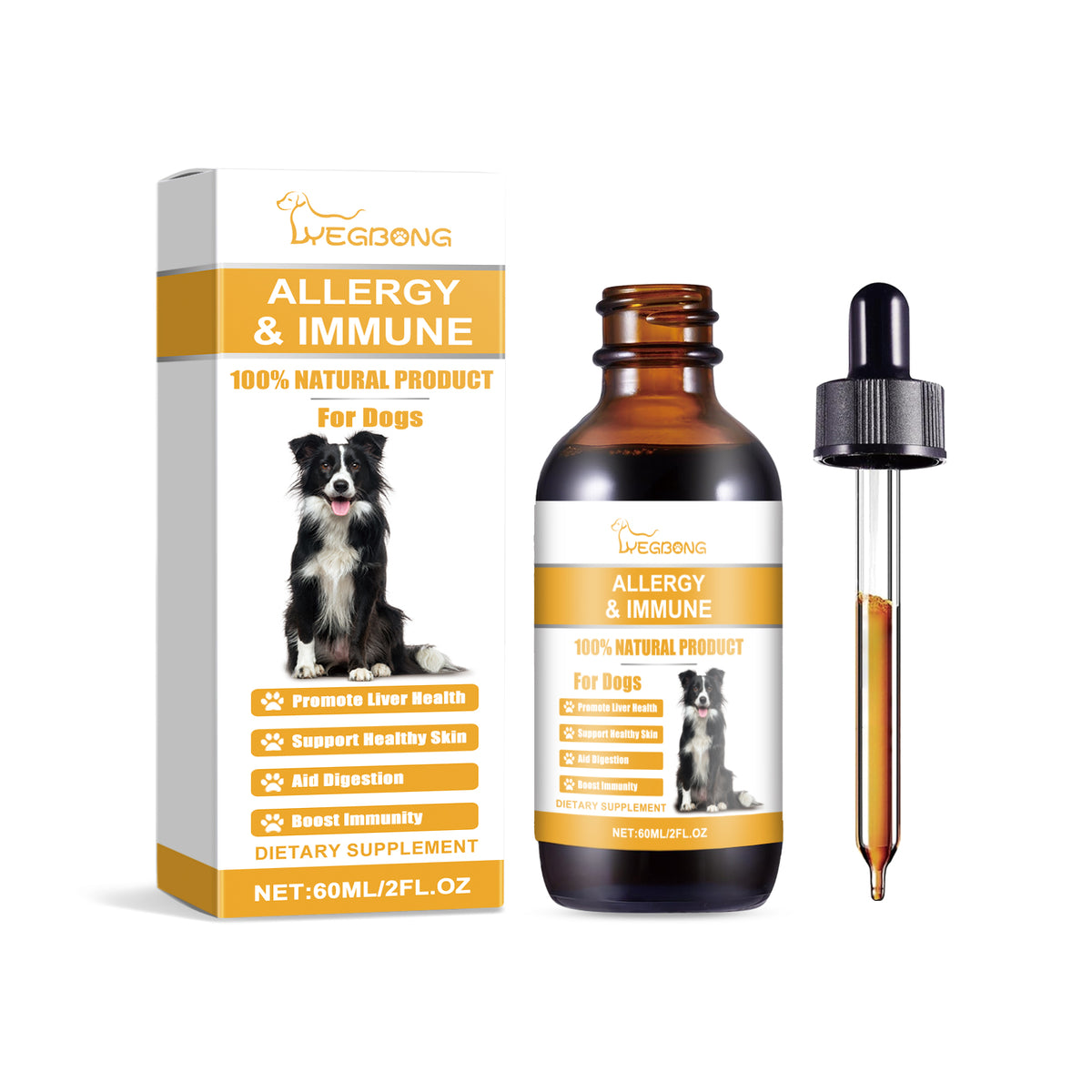 Gouttes Allergie & Immunité pour chiens — Complément liquide à la menthe, 60ml