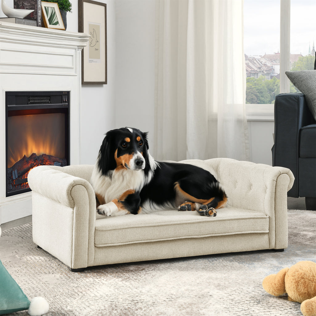 Haven Foam Dog Sofa Bed for Senior Dogs — Elevated Couch Bed for Medium & Large Dogs, Beige