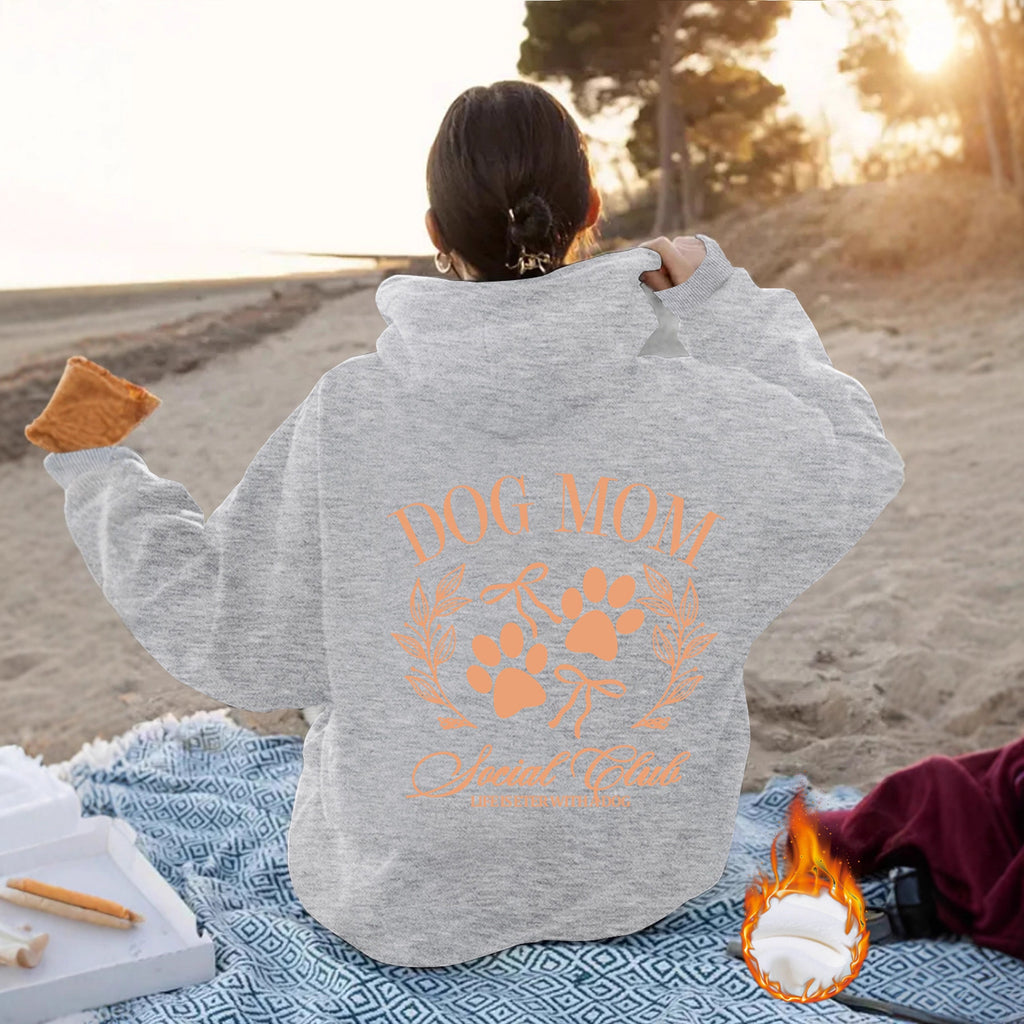 "Dog Mom" Printed Hoodie — Relaxed Fit Pullover for Dog Lovers
