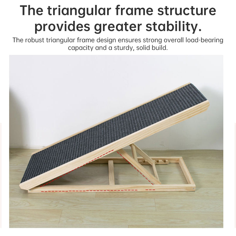 SafeStep Folding Dog Ramp for Senior Dogs — Height-Adjustable, Non-Slip Carpet for Cars & Beds