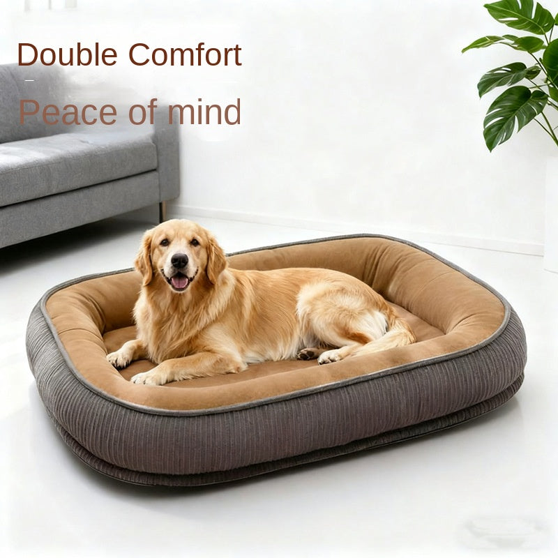 SnugDen Semi-Enclosed Dog Bed for Senior Dogs — Warm, Washable Cave Bed for Cold Nights