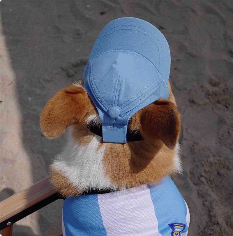 Dog Sun Cap with Ear Holes — Adjustable Cotton Baseball Cap for Shade on Walks