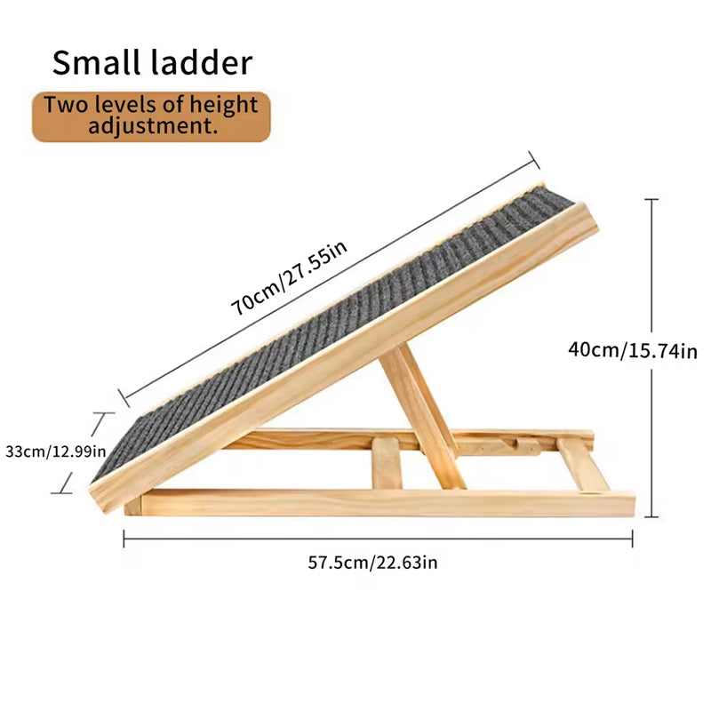 SafeStep Folding Dog Ramp for Senior Dogs — Height-Adjustable, Non-Slip Carpet for Cars & Beds