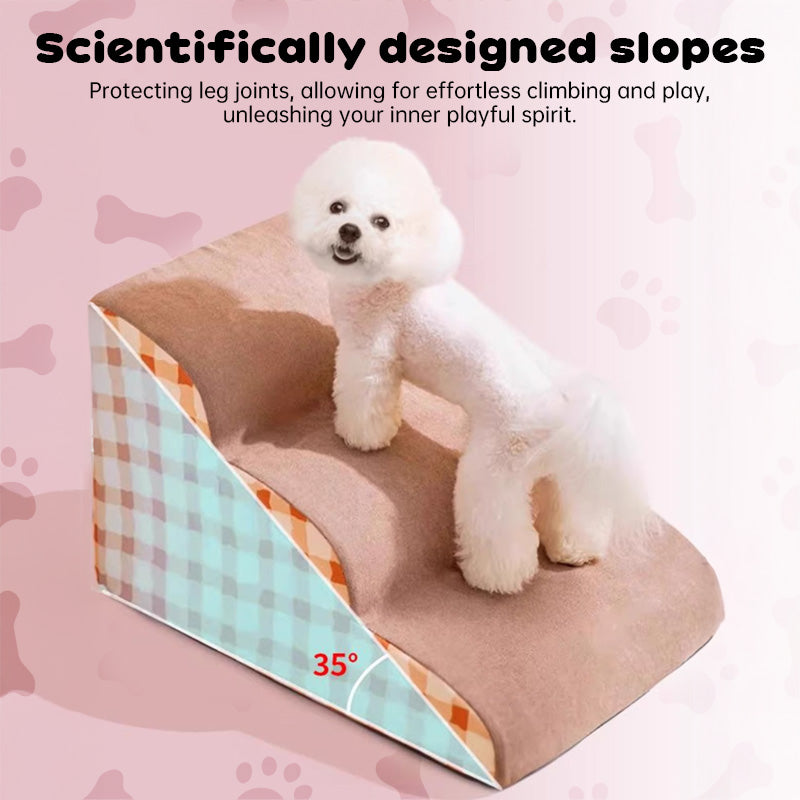 SoftStep Memory Foam Dog Stairs for Senior Dogs — 2, 3 & 4-Step Non-Slip Pet Steps for Beds & Sofas