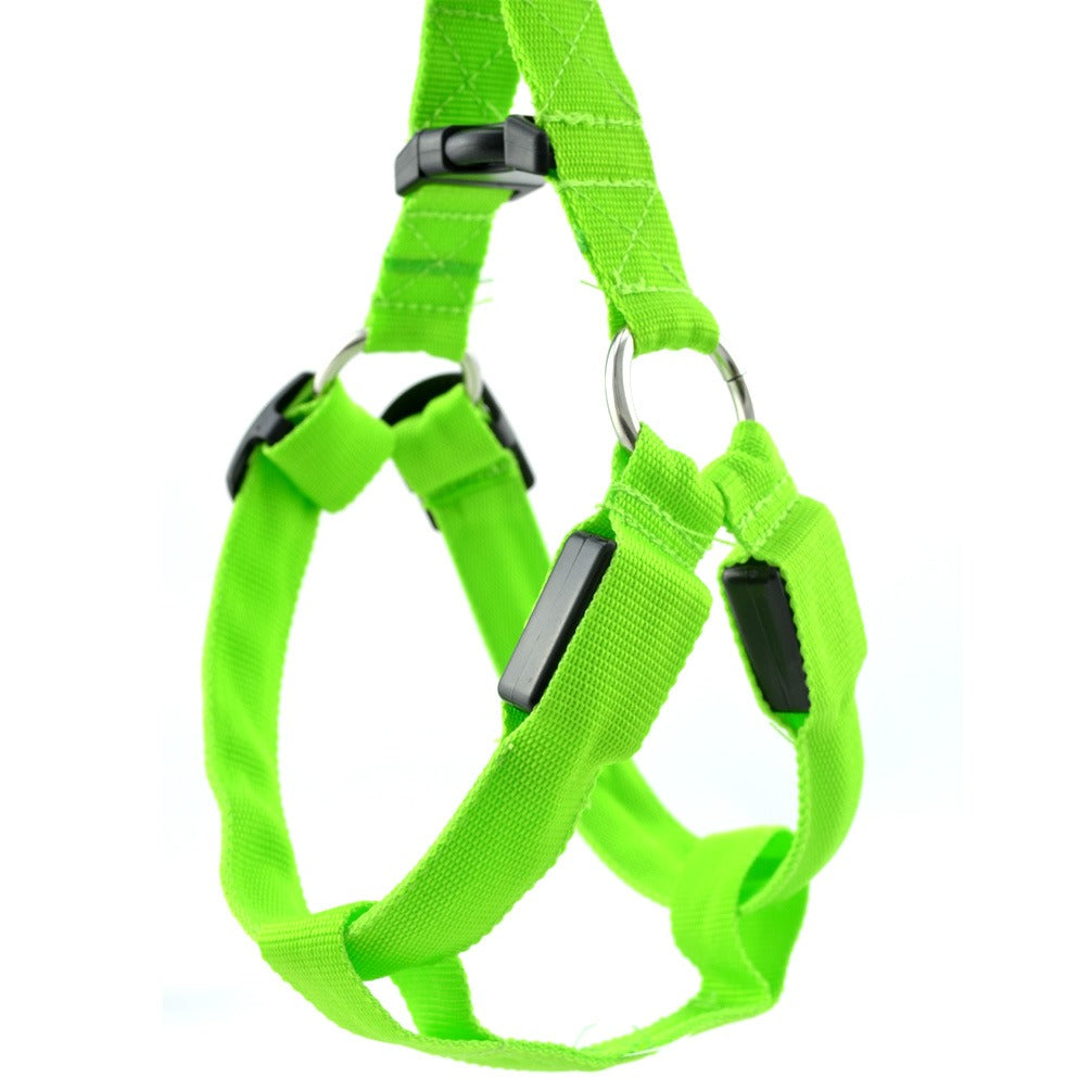 NightSafe LED Light-Up Dog Harness — High-Visibility Chest Harness for Evening Walks
