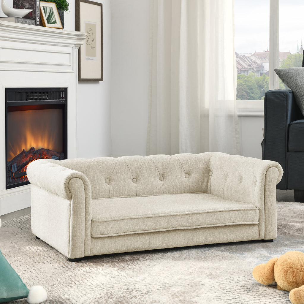 Haven Foam Dog Sofa Bed for Senior Dogs — Elevated Couch Bed for Medium & Large Dogs, Beige