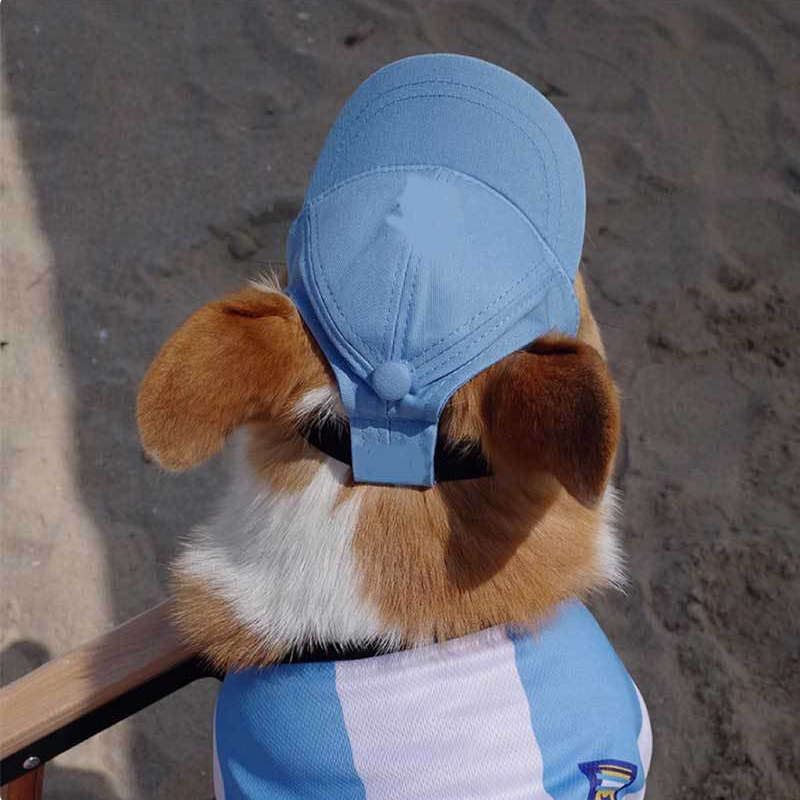 Dog Sun Cap with Ear Holes — Adjustable Cotton Baseball Cap for Shade on Walks