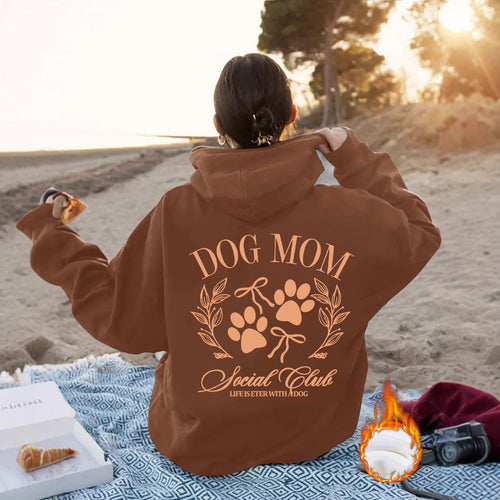 "Dog Mom" Printed Hoodie — Relaxed Fit Pullover for Dog Lovers