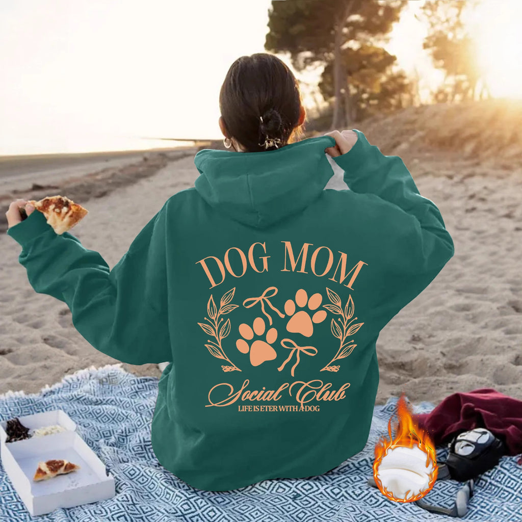 "Dog Mom" Printed Hoodie — Relaxed Fit Pullover for Dog Lovers