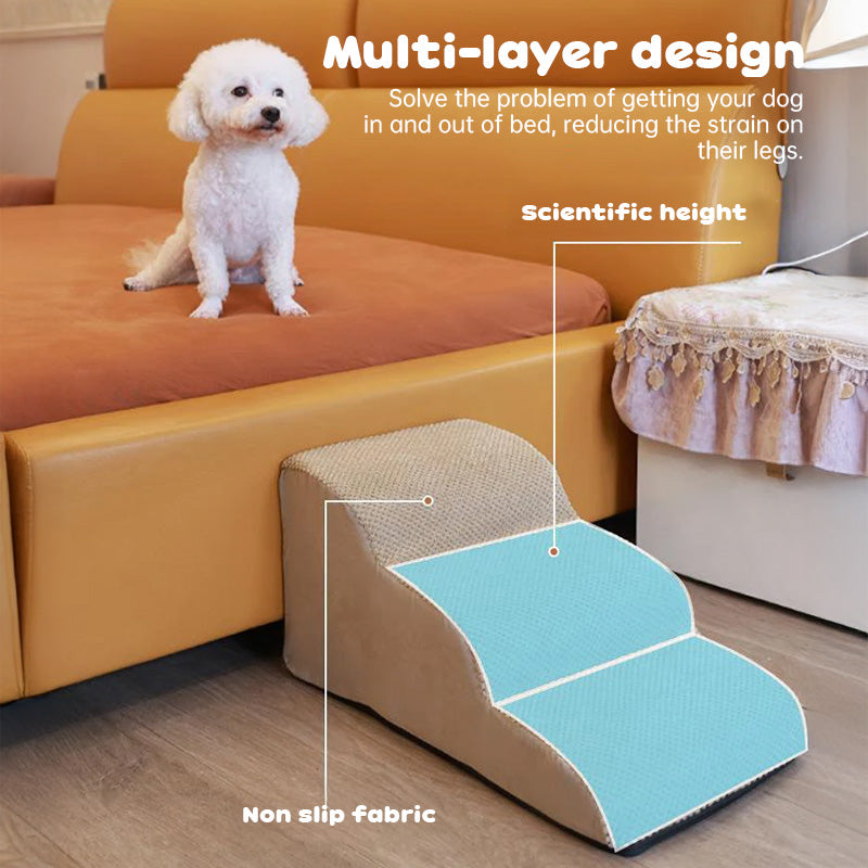 SoftStep Memory Foam Dog Stairs for Senior Dogs — 2, 3 & 4-Step Non-Slip Pet Steps for Beds & Sofas