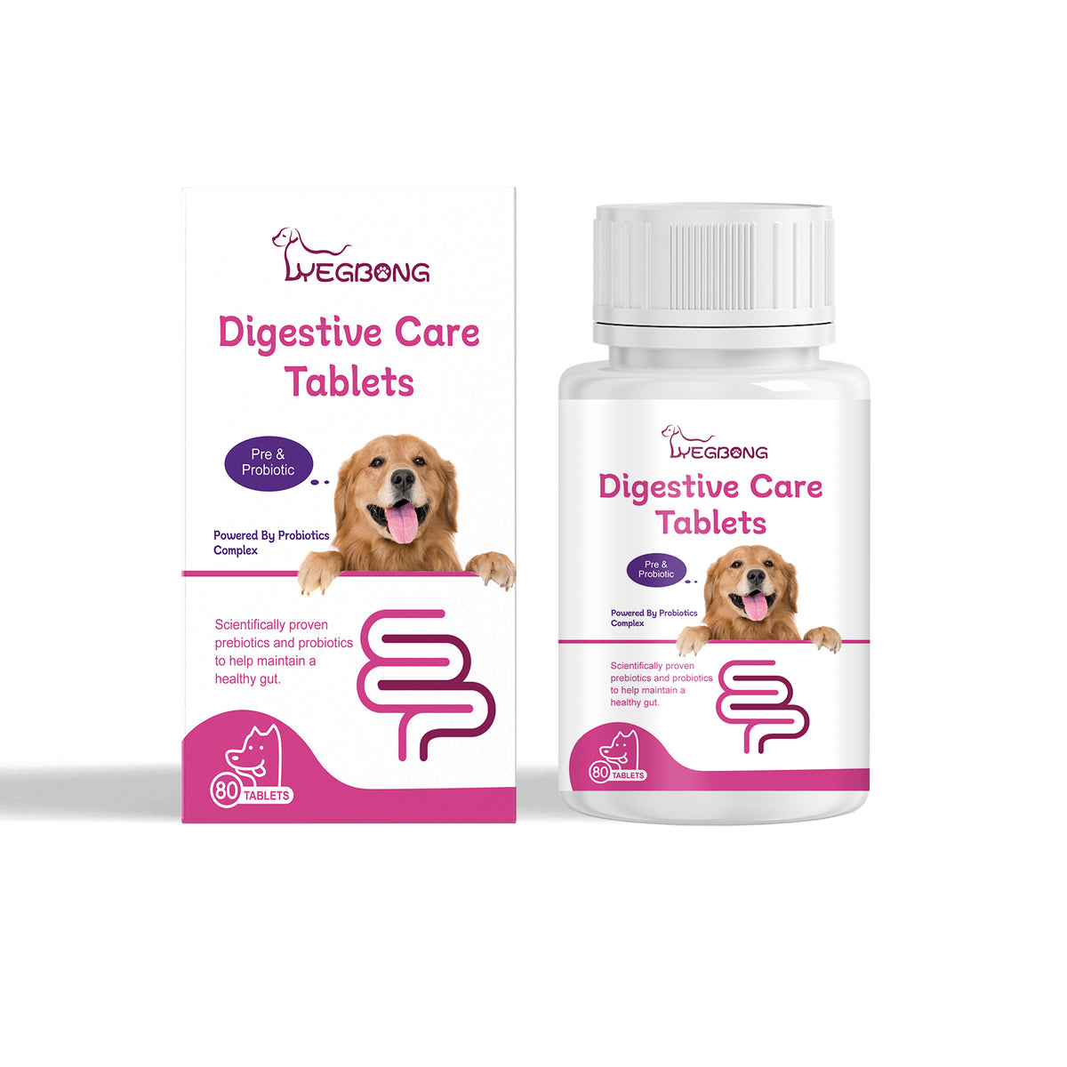 Digestive Care Tablets for Dogs — Probiotic Support for Sensitive Stomachs, 80 Tablets