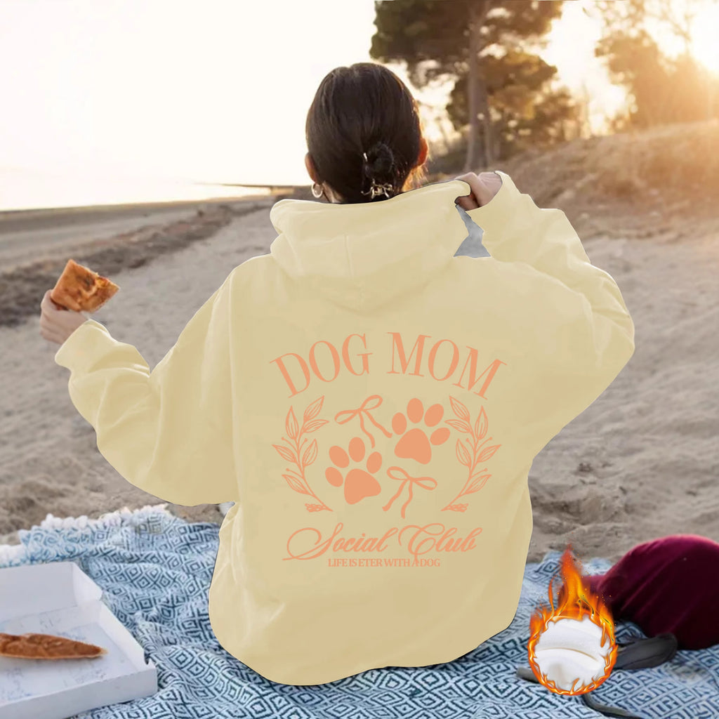 "Dog Mom" Printed Hoodie — Relaxed Fit Pullover for Dog Lovers