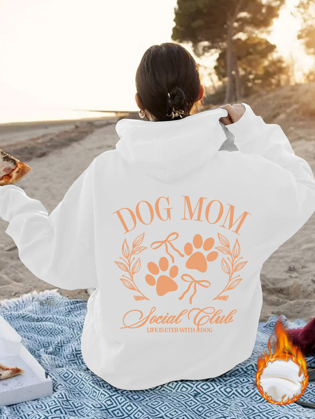"Dog Mom" Printed Hoodie — Relaxed Fit Pullover for Dog Lovers