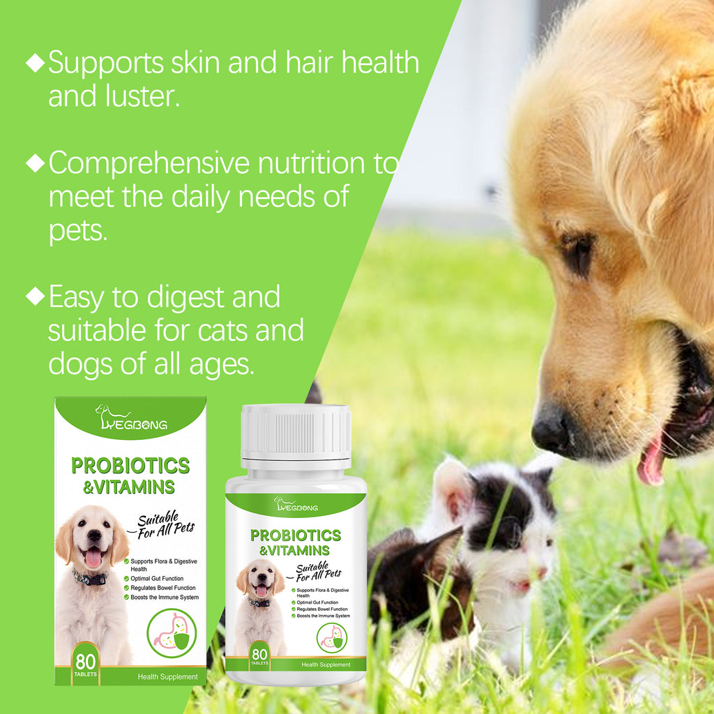 Comprimés de probiotiques et vitamines pour chiens — Soutien digestif quotidien, 80 comprimés