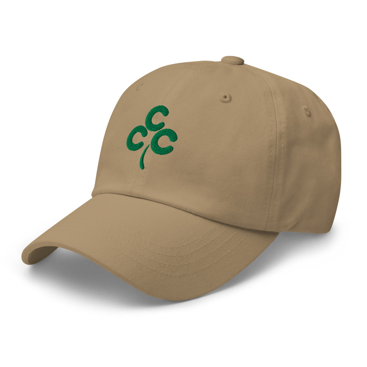 Clover Embroidered Dad Hat — Flat Left Front