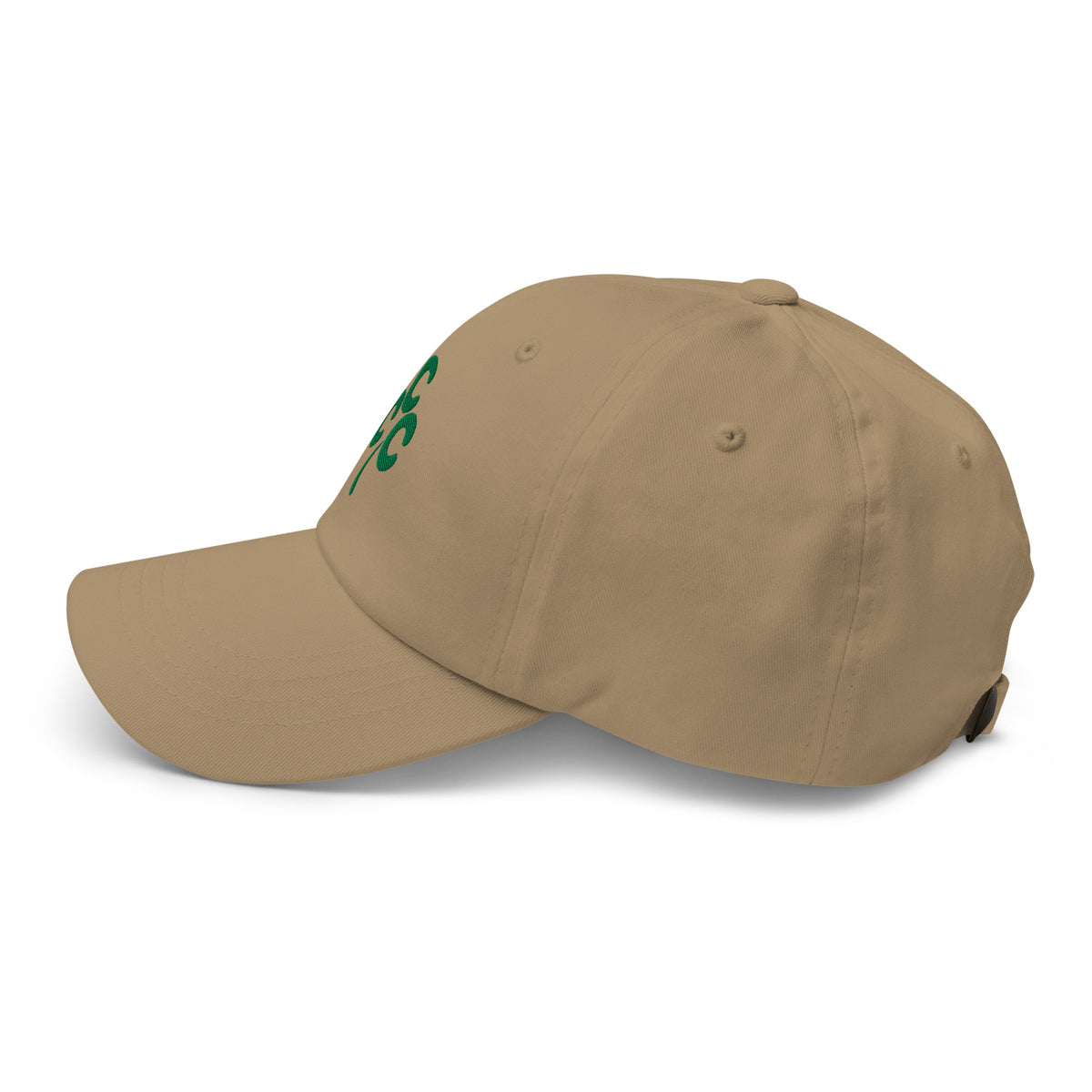 Clover Embroidered Dad Hat — Flat Left Side