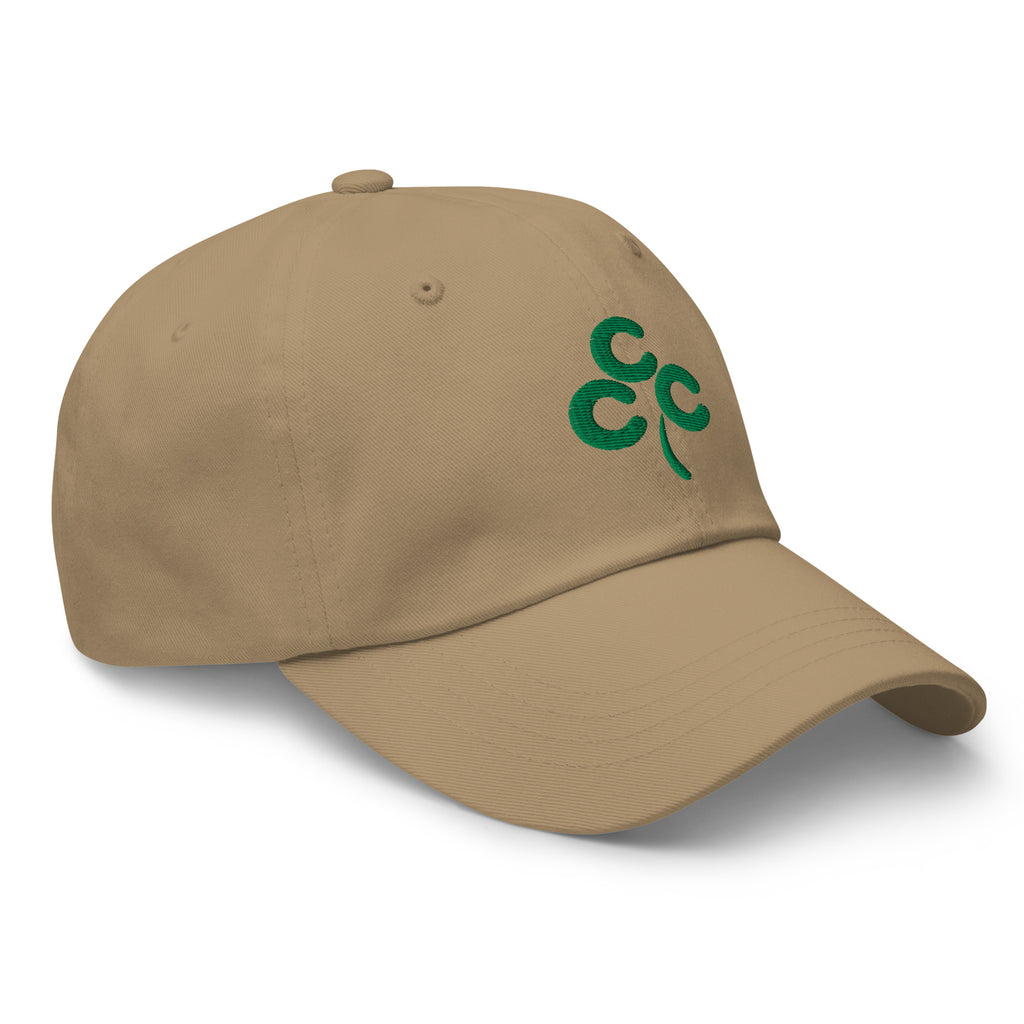 Clover Embroidered Dad Hat — Flat Right Front